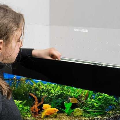Sieral Aquarium Polycarbonate Canopy Set 2 Pcs 22.95 x 11.5 x 0.12 Inch for 33/40/55 Fish Tank with Center Brace Aquariums Cover Fish Tank Lid with a Hook Knife, Breathable Hole and Handle, Clear