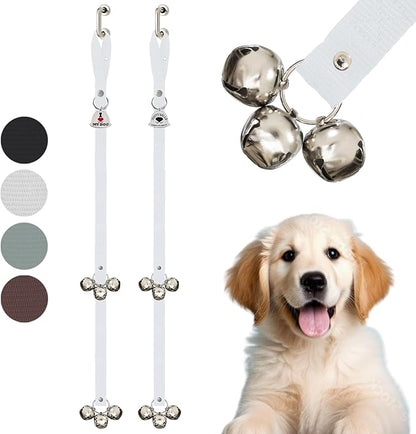 Caldwell's Pet Supply Co. Dog Potty Bells, Dog Door Bell, Bells To Go Outside, Potty Training Bell, Dogs Doorbell, Dogs Potty Doorbell, Ring To Go Pee, All Breed Puppy Training Tool - White (Set of 2)