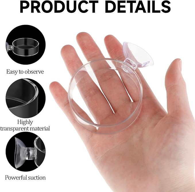 60mm Fish Tank Feeder Dish Aquarium Shrimp Feeder Dish with Suction Clear Fish Tank Feeding Bowl Round Clear Dishes Tray（2pcs）