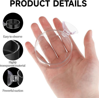 60mm Fish Tank Feeder Dish Aquarium Shrimp Feeder Dish with Suction Clear Fish Tank Feeding Bowl Round Clear Dishes Tray（2pcs）