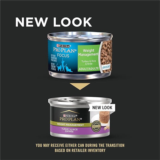 Purina Pro Plan Weight Control Pate Wet Cat Food, SPECIALIZED Weight Management Turkey & Rice Entree - (Pack of 24) 3 oz. Pull-Top Cans