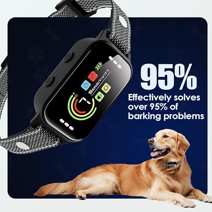 JEUJE Dog Bark Collar,Bark Collar for Large Medium Small Dogs,Anti Barking Training Collar with 7-Level Sensitivity + 5 Safety Modes Humane Training System