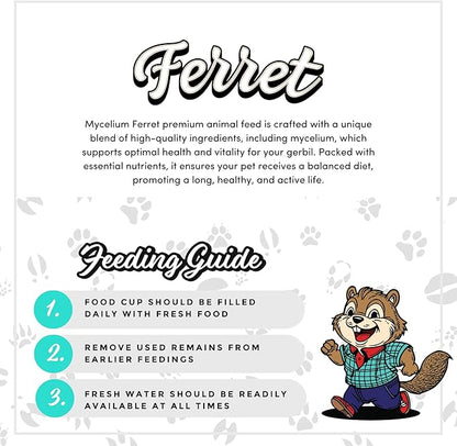 Mycelium Premium Ferret Feed – Organic, Non-GMO, High Nutritional Value Food for Ferrets, Sourced from Local USA Farms, Sustainable Farming, 5 lbs