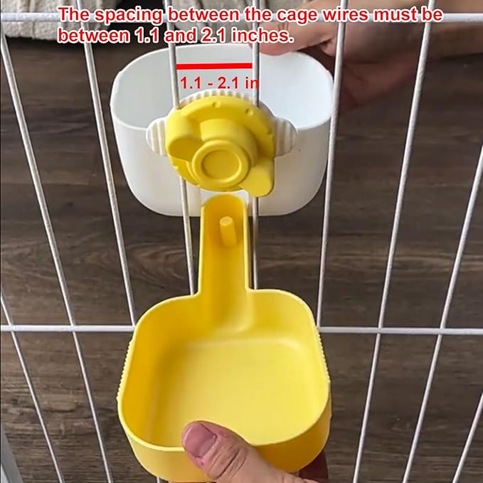 35oz Rabbit Water Bottle, Pet Hanging Automatic Water Dispenser for Small Animal Ferret Guinea Pig Chinchilla Dog Cat (Cage Grid Spacing 1.1''-2.1'') (Yellow)