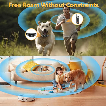 Wireless Dog Fence 3500FT Electric Fence and 6100FT Remote Training Collar, 185 Days Rechargeable Battery - IPX7 Waterproof Collar, Vibrate/Beep/Shock Modes for All Dogs.…