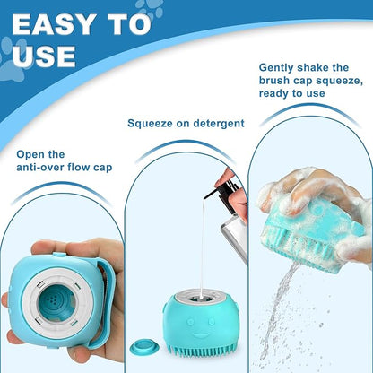 2PCS Dog Washing Gloves and Dog Shampoo Brush, Dog Bath Supplies Dog and Cat Bath Set