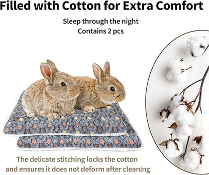 Amakunft 2 Pcs Guinea Pig Bed Mat Washable, Rabbit Winter Bed Pad for Indoor, Warm Small Animal Bed Mattres, Fleece Sleeping Pad for Bunny, Rat, Hedgehog, Sugar Glider, Chinchilla
