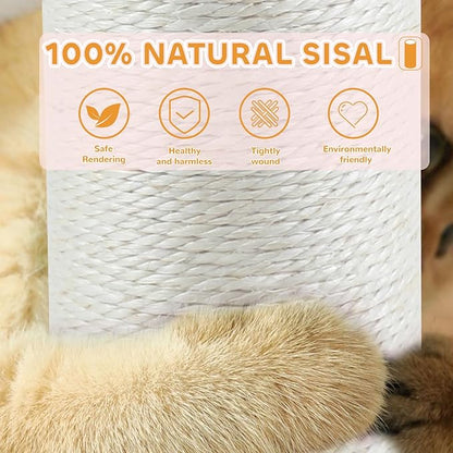 Cat Scratching Post,45'' Tall Scratching Post for Indoor Cats Adults,Cat Scratcher with 3.5Inch Diameter,Sisal Rope,Interactive Ball Toys,Self Groomer Brush for Large Cats Kittens