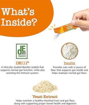 Zesty Paws Powder Probiotics for Cats - Meal Topper for Digestive, Immune System Support for Feline Biome - Premium DE111 Cat Probiotics for Digestive Health - Fiber & Yeast Extract - Pumpkin - 30 Ct