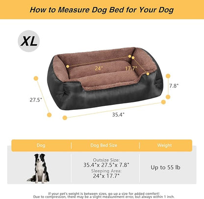 Dog Bed for Large Dogs, XL Dog Bed Soft Calming Pet Bed Washable, Comfortable and Breathable Pet Sofa with Nonskid Bottom, Black