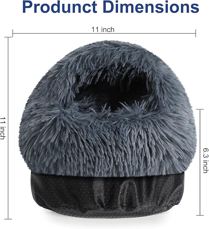 Soothing Guinea Pig Hideout, Doughnut Guinea Pig Bed with Hooded Cover, Washable Hamster Rabbit Bunny Bed, Washable Round Cave Beds for Small Animal Bunny Rabbit Hideout (Black)