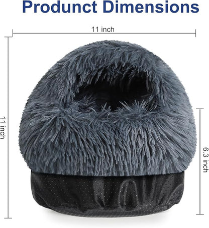 Soothing Guinea Pig Hideout, Doughnut Guinea Pig Bed with Hooded Cover, Washable Hamster Rabbit Bunny Bed, Washable Round Cave Beds for Small Animal Bunny Rabbit Hideout (Black)