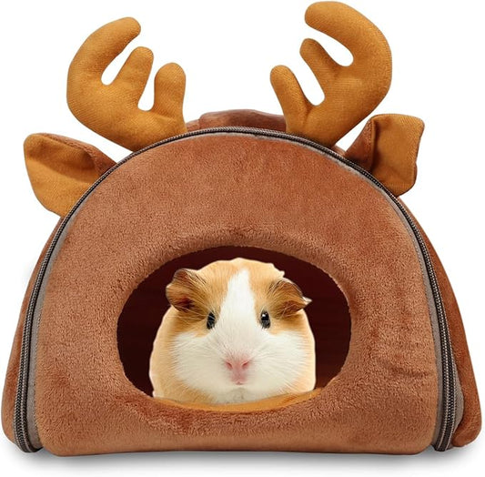 Cute Deer Style Guinea Pig Hideout,Guinea Pig Bed,Small Animal Cage&House for Golden Bears,Hedgehog and Hamsters,8.6 in x 9.4 in