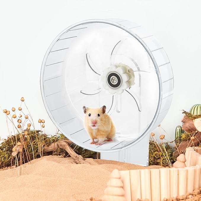 Silent Hamster Exercise Wheel - Hamster Toys Cages Accessories 9.45 Inch Running Spinner with Adjustable Stand Quite Runner for Small Animal Pet Gerbil Dwarf Syrian Hedgehog Rat Mouse Mice