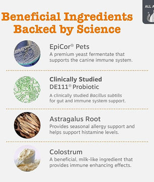 Zesty Paws Vet Strength Dog Allergy Relief Chews, Dog Probiotics for Itchy Skin and Ears, Smoked Cheese, 90ct