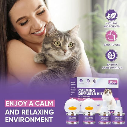 Cat Calming Pheromone Diffuser Effectively Relieve Anxiety Stress Cat Calming Diffuser Comfort for Cats Refill Reduce Fighting Spraying and Scratching Calm Relaxing 48ml/Bottle Fits All Cats