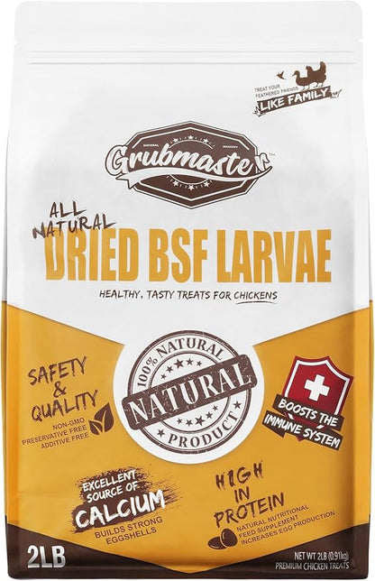 Dried Black Soldier Fly Larvae for Chickens, Natural Healthy Chicken Treats for Backyard Poultry - 2 lb. Bag