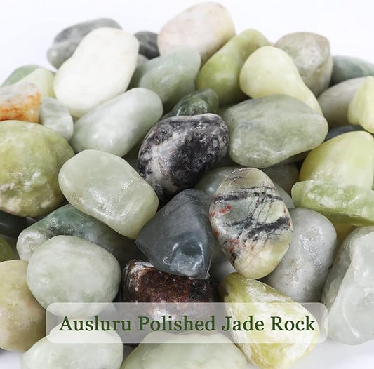 11lbs Natural River Rocks, Polished Pebbles for Plants Garden, 1-2 inch Decorative Jade Stones, Ideal for Fish Tank, Vases, Crafting, Home Decor and Garden Landscaping Rocks,Jade
