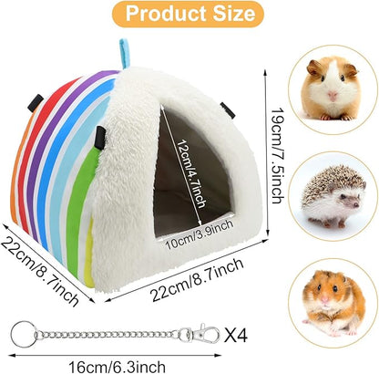Wontee Guinea Pig Bed Guinea Pig Hideout Cozy Cave House for Hamsters Rats Hedgehog Guinea Pig Cage Accessories (Large, Rainbow)