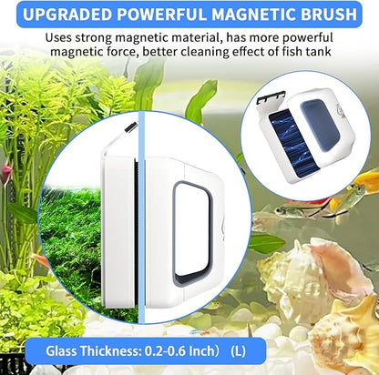 Magnetic Aquarium Fish Tank Glass Cleaner, Floating Aquarium Magnetic Brush, Algae Scraper Glass Cleaner Scrubber for 0.2-0.6 Inch Thick Glass Fish Tank (L)