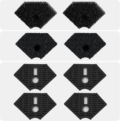 Turtle Tank Replacement Filter Media, Reptile Filter Replacement Parts, Including 2 x Coarse Sponge, 2 x Fine Sponge & 4 x Activated Carbon, for 10-40 Gal