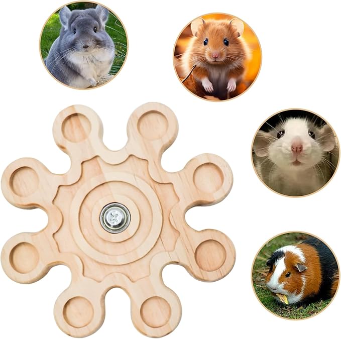 Chinchilla Cage Accessories, Wooden Rotating Chew Toys for Teeth, Rat Chew Toys, Interactive Enrichment Toys for Hamster, Rat, Small Pet