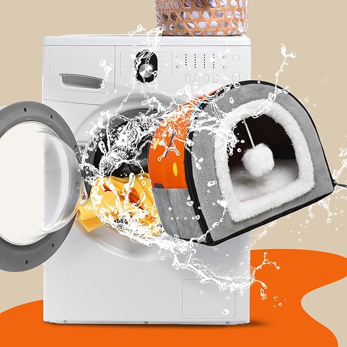 Pet Soft Guinea Pig Hideout, Washable Guinea Pig Bed Cozy Small Animals House Cave Accessories for Rabbits Hamster Rats Chinchilla (Orange)