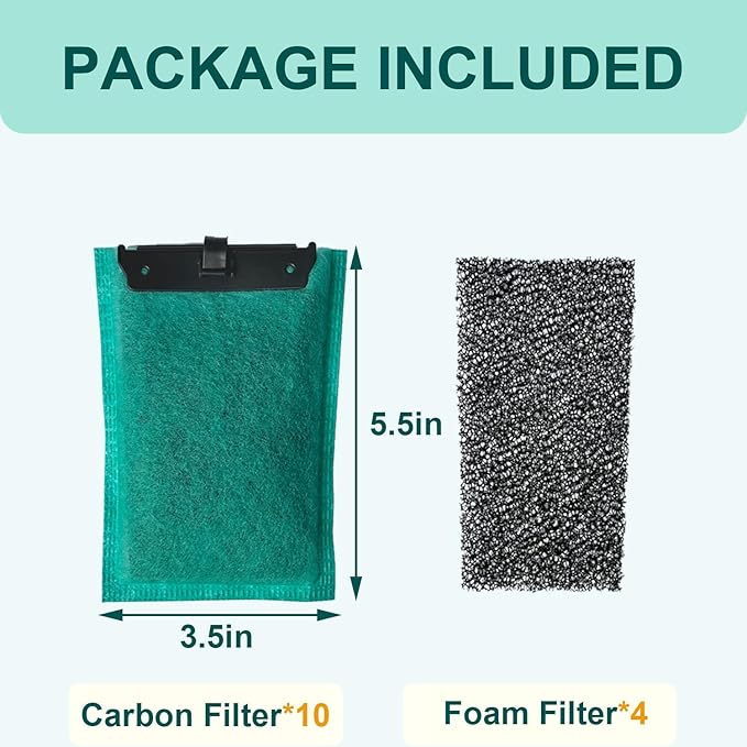 10 Bio-Bag Medium Filter Cartridges with 4 Foam Filters Compatible with Tetra Whisper Internal Power Filter 5-10 Gallons and Whisper Bio-Bag Filters 10i/IQ10/PF10, ReptoFilter 20 Gallons