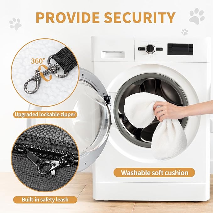 Petsfit Airline Approved Pet Carrier for Small Cats, 15x8x10 TSA Approved Carrier, with Removable Dual-Sided Padding (2-Way Placement) - Fits Under Most Airplane Seats, Escape Proof (Black)