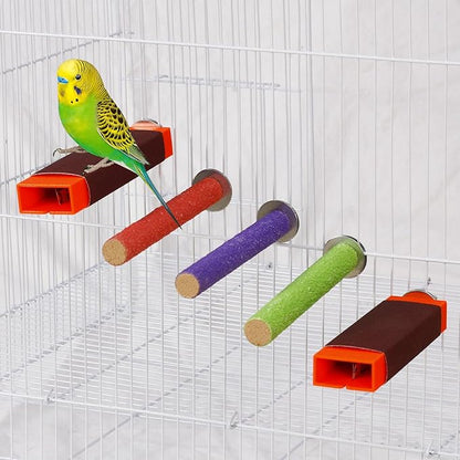 Sugar Glider Toys Sharpening Claws Toys for Bird Cage Accessories Steps Toys Bird Toys for Parrots Small Animal Climbing Steps Scratching Snadpaper for Cages Parakeet perches(Set B)