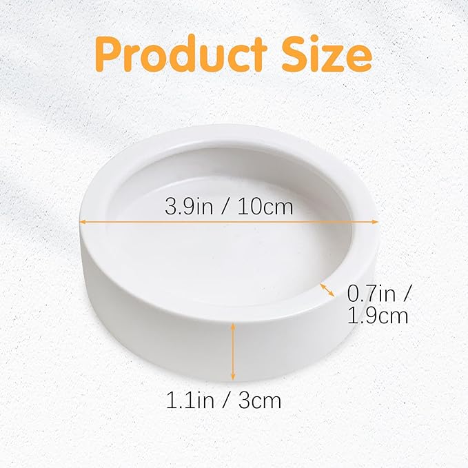 Tfwadmx 2 Pack Reptile Food Bowl, Ceramic Water Feeder Bowl, Reptile Worm Feeding Dish for Lizard Turtle Bearded Dragon Anoles Crested Gecko Hermit Crab Leopard Gecko Chameleon Corn Snake