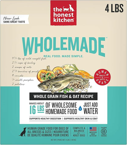 The Honest Kitchen Dehydrated Whole Grain Fish & Oats Dog Food, 4 lb Box, 4.00 Pound (Pack of 1)