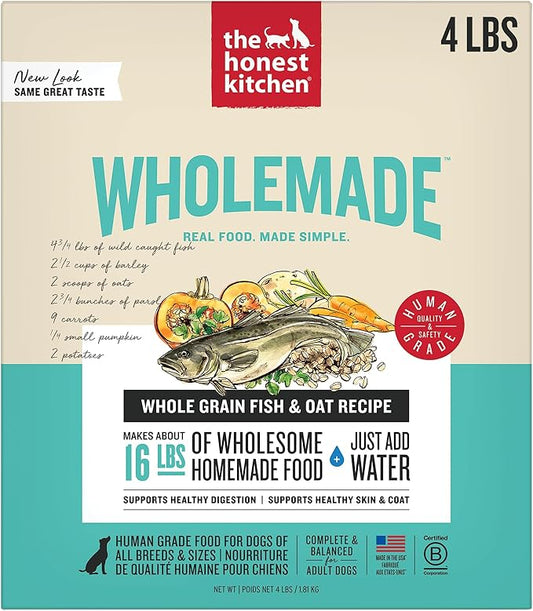 The Honest Kitchen Dehydrated Whole Grain Fish & Oats Dog Food, 4 lb Box, 4.00 Pound (Pack of 1)