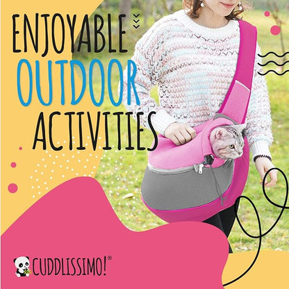 Pet Sling Carrier - Carefully Sized for Teacup & Toy Breed Puppies & Cats (Under 6lb) - Soft Pouch for Small Dogs, Yorkies, Chihuahuas - Ideal for Hands-Free Travel & Walks (Pink)