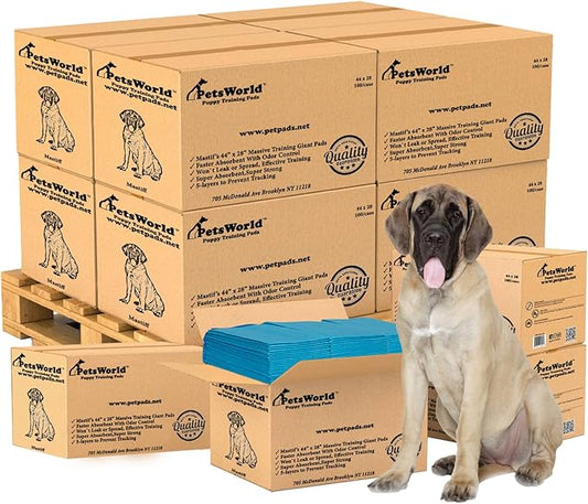 PETSWORLD 2XL Puppy Pads, 28x44 Inch, 1200 Count| Ultra-Absorbent, Leak-Proof Dog Pee Pads for Potty Training