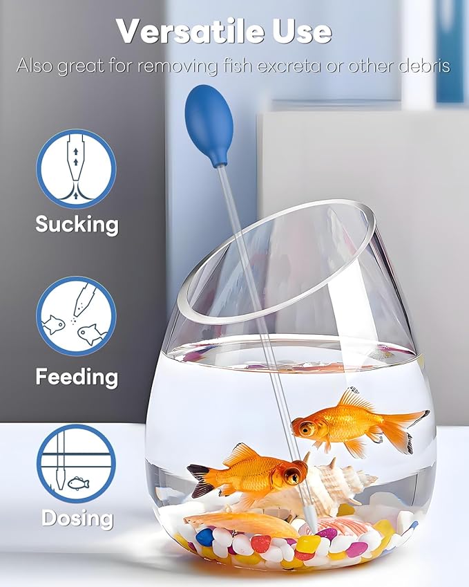 Pawfly Aquarium Coral Feeder - 13.7 Inch Long Pipette for Fish Tank Food Feeder, Manual Coral Feeding Tube, Excreta Cleaner, Long Acrylic Syringe for Reef Marine Fish, Shrimp, Aquatic Plants