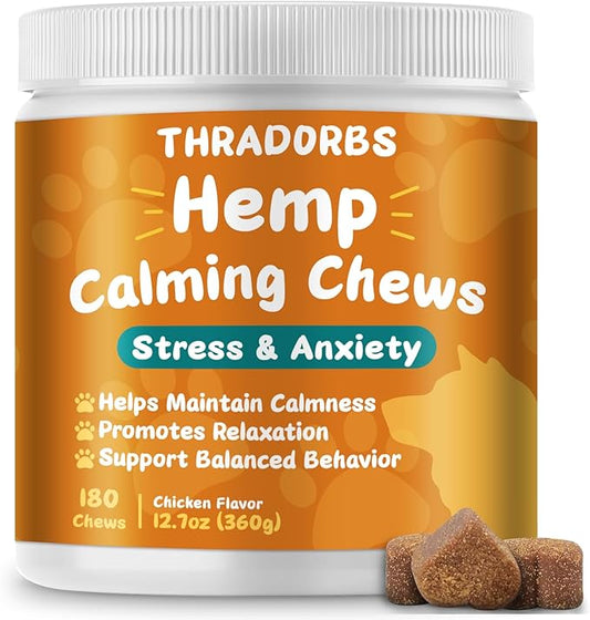 Hemp Calming Chews for Dogs 180Ct - Dog Calming Chews - Anxiety Relief Treats and Bites for Dogs - Dog Supplements for Separation, Thunderstorms, Stress, Barking, Promote Relaxation - Chicken Flavor