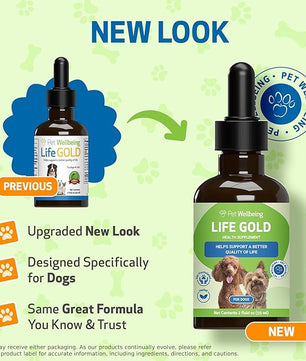 Pet Wellbeing Life Gold for Dogs - Vet-Formulated - Immune Support and Antioxidant Protection - Natural Herbal Supplement 2 oz (59 ml)