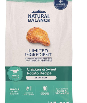 Natural Balance Limited Ingredient Adult Grain-Free Dry Dog Food, Chicken & Sweet Potato Recipe, 4 Pound (Pack of 1)
