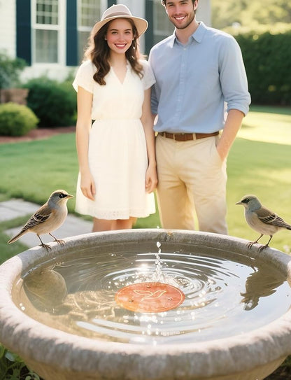 2-Pack Bird Bath Copper Disk, 0.6mm Thick 99.9% Pure Copper Cleaning Disk with Triple-Point Support, Safe Nature’s Purifier Clean Water All Season, Universal for Outdoor Birdbaths Bowls