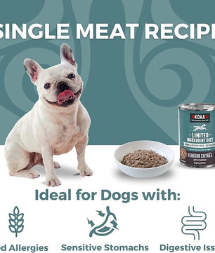 KOHA Limited Ingredient Diet Venison Entrée for Dogs - Grain Free Wet Dog Food with No Fillers - Sensitive Stomach Venison Dog Food, 13 oz - Trial Pack (3 Cans)