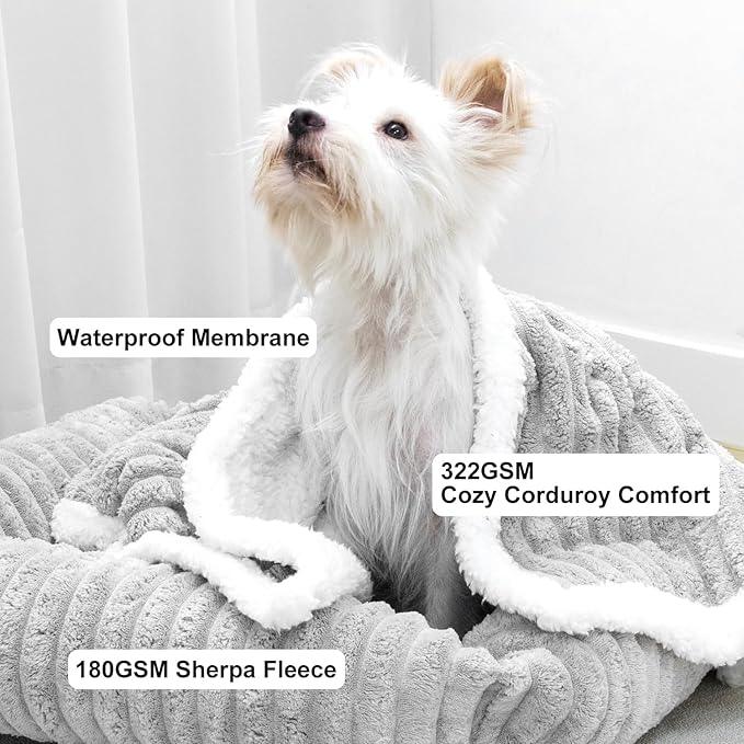 Waterproof Pet Blanket Soft Calming Dog Blanket Cozy Sherpa Fleece Blanket Reversible Furniture Protector Cover for Small Medium Large Dogs Cats Machine Washable, Grey 30x40 in