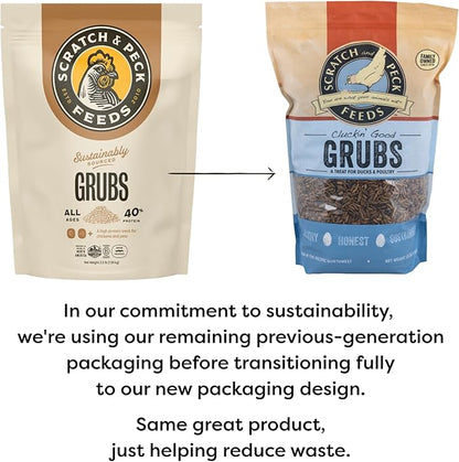 Scratch and Peck Grubs for Chickens and Ducks - 3.5 lbs Bag - Sustainably Sourced - Naturally High Protein, Calcium Dense - Dried Black Soldier Fly Larvae Bird Treats