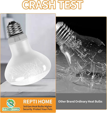 New Upgrade Reptile Heat Lamp Bulb (3rd Gen No Broken), 100W 2 Pack Basking Spot Light for Reptiles & Amphibians,UVA Daylight Heat Bulb for Bearded Dragon, Turtle