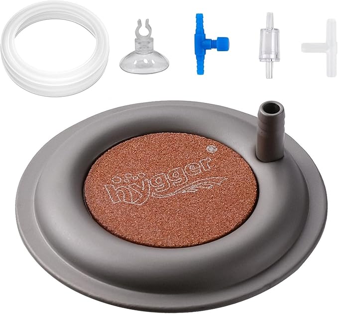 hygger Aquarium Air Stone, 2.6 Inch Nano Air Stone Makes Super Tiny Bubbles, Ultra Quiet Dissolved Oxygen Diffuser Small Airstone with Stainless Steel Base for Aquarium, Fish Tank & Hydroponic, Round