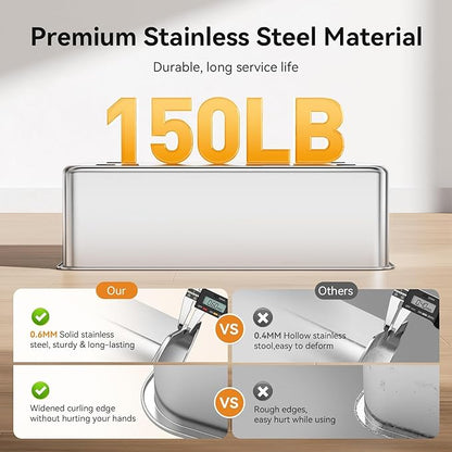 2 Pack 28" Extra Large XXL Stainless Steel Cat Litter Boxes with Lid Metal Cat Litterbox Pan for Big Cats and Multiple Cats, Anti-Leakage, Easy Cleaning, Include Scoop