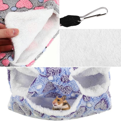 Abbylike 9 Pieces Rat Hammock 3 Tier Guinea Pig Ferret Hammocks Small Pet Hanging Tunnel Glider Toy Guinea Pig Ferret Hideout Bed Cage Accessories for Hamster(Purple, Brown, Gray,Heart)