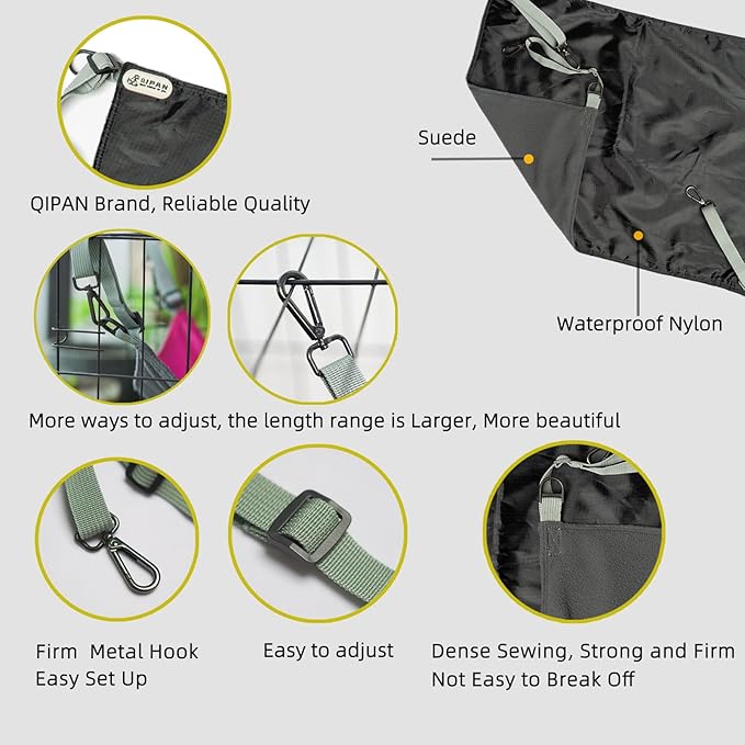 Cat Hammock for Cage - Hanging Washable Soft Outdoor Mat, Waterproof Cooling Bed for Large Kittens 26in*20in (XX-Large, Black)