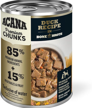 ACANA Premium Chunks in Bone Broth Grain-free Wet Dog Food Duck Recipe 12.8oz Cans (12 Count)