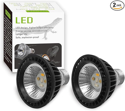 UVB Light Bulb for Reptiles, LED 3W 10.0 UVA UVB Heat Lamp Bulbs Ideal for Rainforest Reptiles, Bearded Dragons Lizard Turtle Tortoise Iguanas Chameleons Snake (2 Pack)